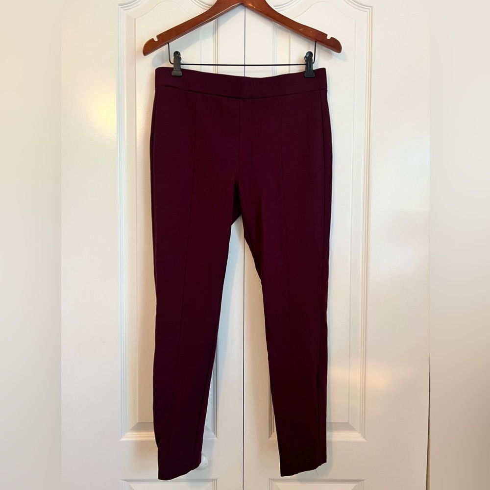 Daily Ritual Maroon Stretch Pants Size L Front Seam Down Front